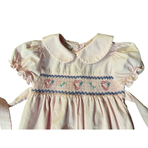 Vintage Allison Ann Smocked Sun Suit Infant Girls 24 Mo Pink - Picture 5 of 13